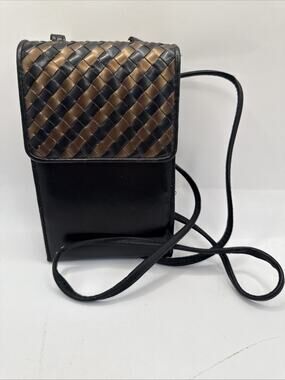 VTG 90s MICHAEL STEVENS Crossbody Bag Purse Black Faux Leather Designer